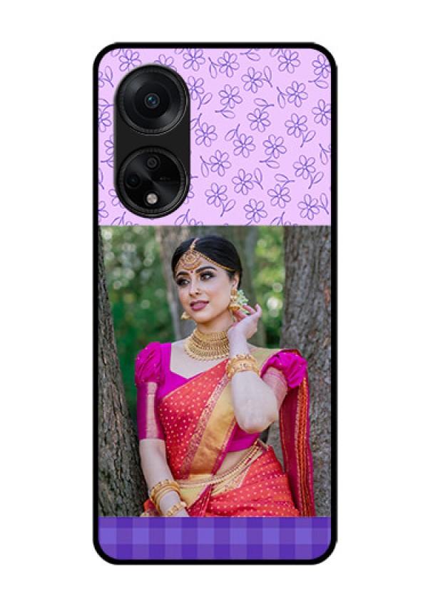 Oppo F23 5G Custom Glass Phone Case - Purple Floral Design