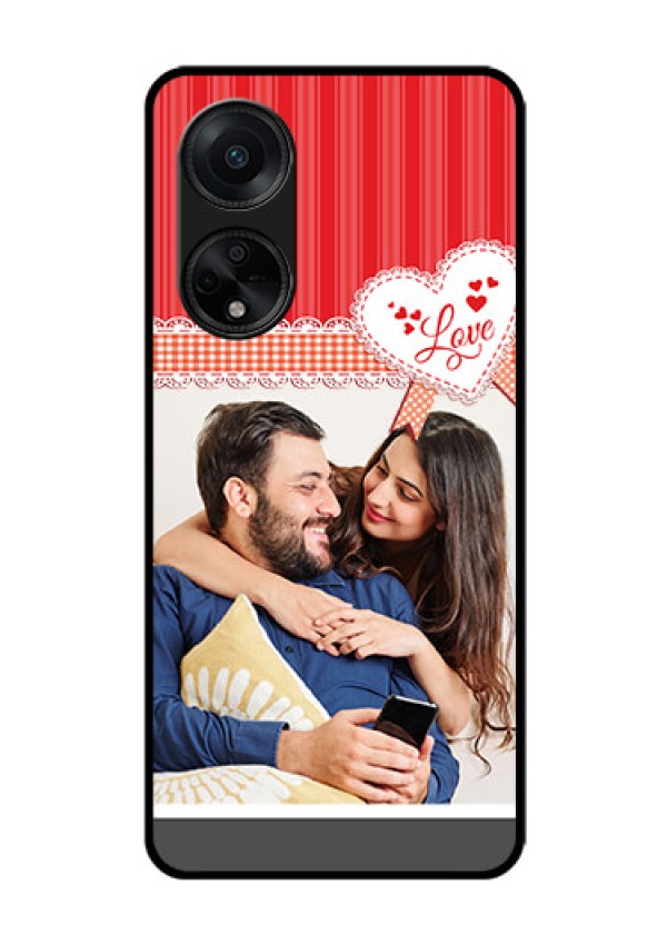 Oppo F23 5G Custom Glass Mobile Case - Red Love Pattern Design