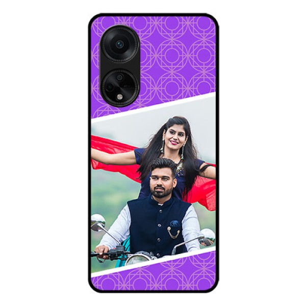 Oppo F23 5G Custom Glass Phone Case - Violet Pattern Design