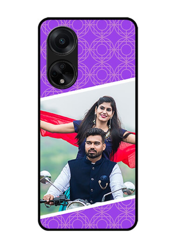 Oppo F23 5G Custom Glass Phone Case - Violet Pattern Design