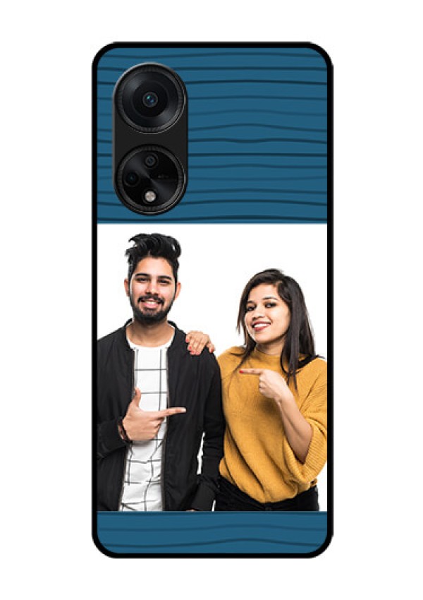 Oppo F23 5G Custom Glass Phone Case - Blue Pattern Cover Design