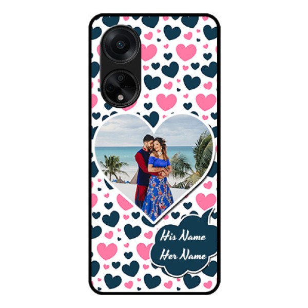 Oppo F23 5G Custom Glass Phone Case - Pink & Blue Heart Design