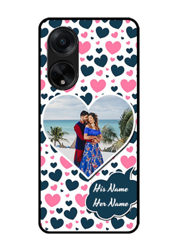 Oppo F23 5G Custom Glass Phone Case - Pink & Blue Heart Design