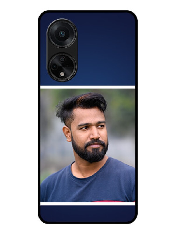 Custom Oppo F23 5G Personalized Glass Phone Case - Simple Royal Blue Design