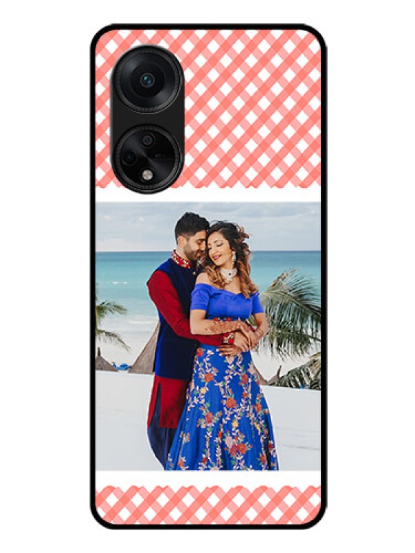 Custom Oppo F23 5G Personalized Glass Phone Case - Pink Pattern Design