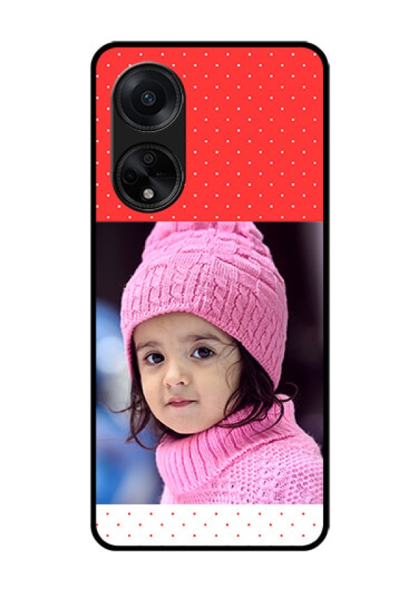 Oppo F23 5G Photo Printing on Glass Case - Red Pattern Design