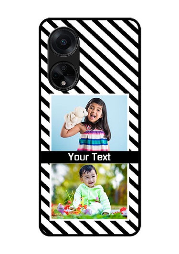 Oppo F23 5G Photo Printing on Glass Case - Black And White Stripes Design