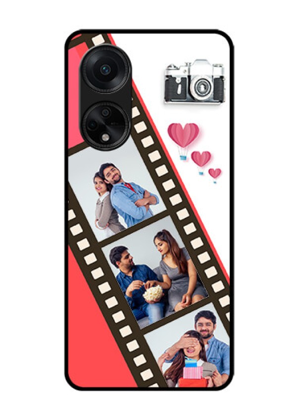 Oppo F23 5G Personalized Glass Phone Case - 3 Image Holder with Film Reel