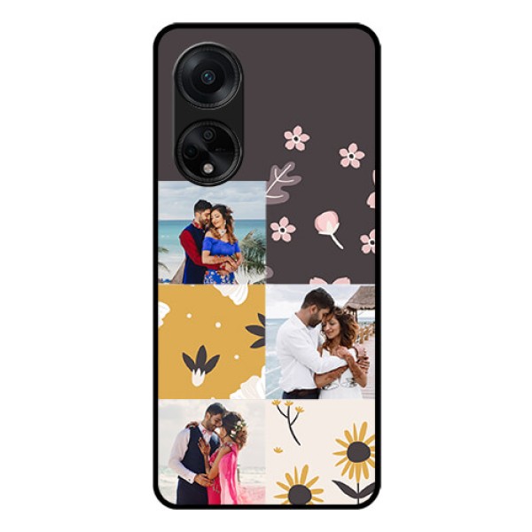 Oppo F23 5G Photo Printing on Glass Case - 3 Images with Floral Design Oppo F23 5G Photo Printing on Glass Case - 3 Images with Floral Design