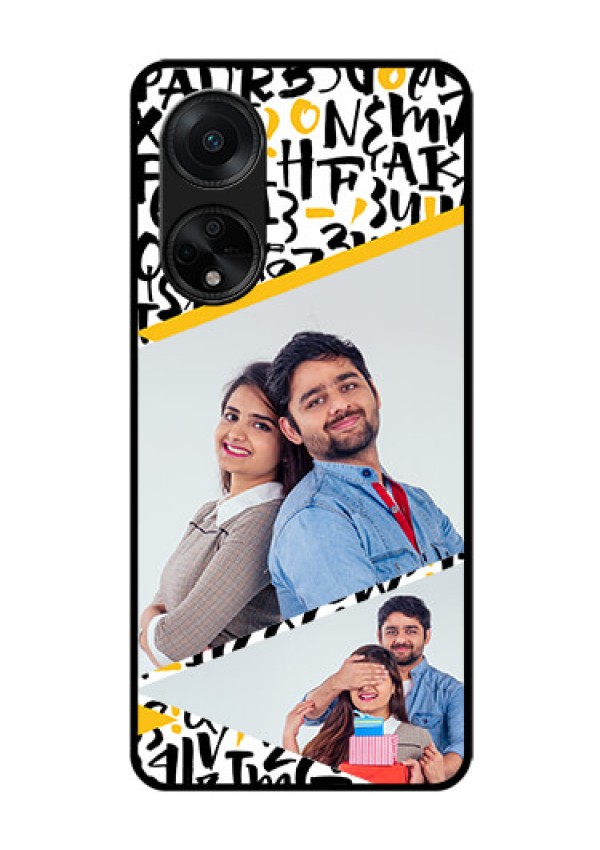 Oppo F23 5G Custom Glass Mobile Case - Letters Pattern Design