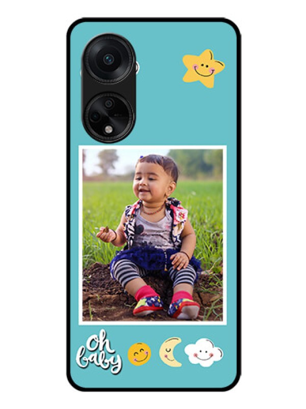 Custom Oppo F23 5G Personalized Glass Phone Case - Smiley Kids Stars Design