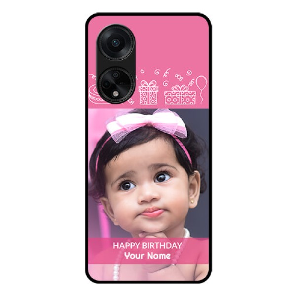 Oppo F23 5G Photo Printing on Glass Case - with Birthday Line Art Design Oppo F23 5G Photo Printing on Glass Case - with Birthday Line Art Design