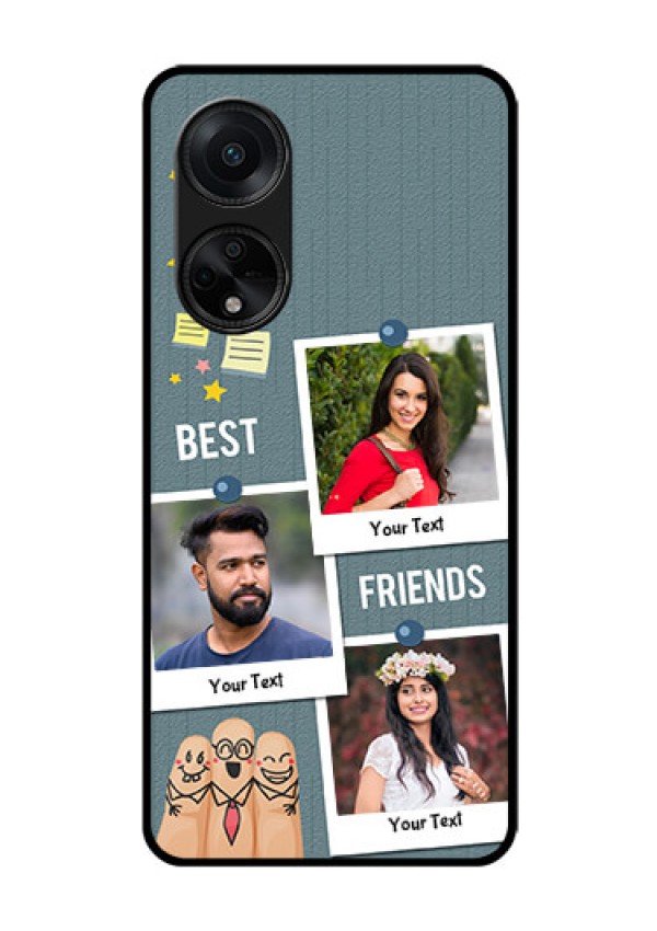 Oppo F23 5G Personalized Glass Phone Case - Sticky Frames and Friendship Design