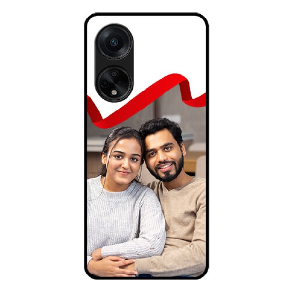 Oppo F23 5G Photo Printing on Glass Case - Red Ribbon Frame Design