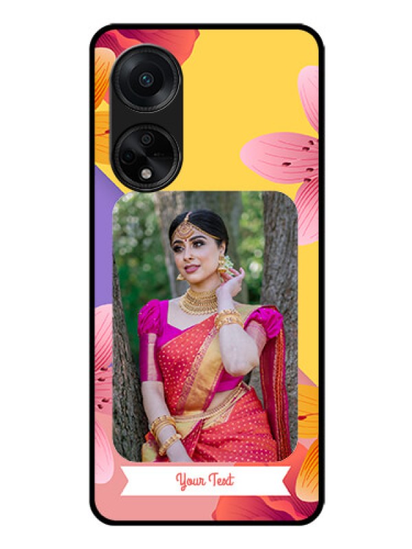 Custom Oppo F23 5G Custom Glass Mobile Case - 3 Image With Vintage Floral Design