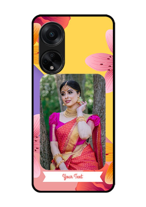 Oppo F23 5G Custom Glass Mobile Case - 3 Image With Vintage Floral Design