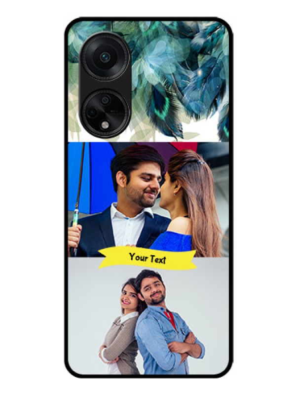 Custom Oppo F23 5G Personalized Glass Phone Case - Image with Boho Peacock Feather Design