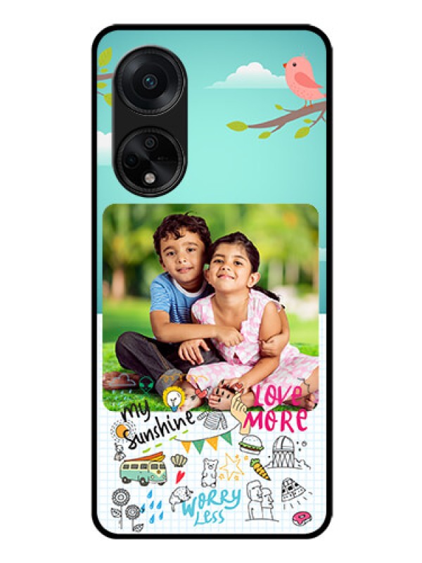 Custom Oppo F23 5G Photo Printing on Glass Case - Doodle love Design