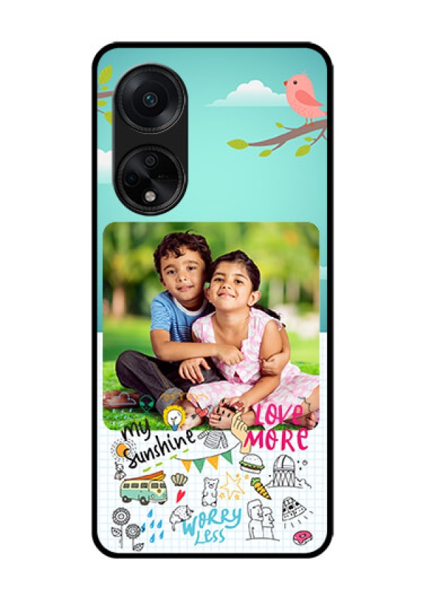 Oppo F23 5G Photo Printing on Glass Case - Doodle love Design