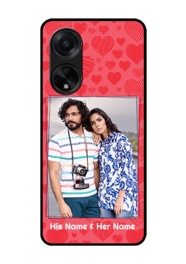 Oppo F23 5G Photo Printing on Glass Case - with Red Heart Symbols Design