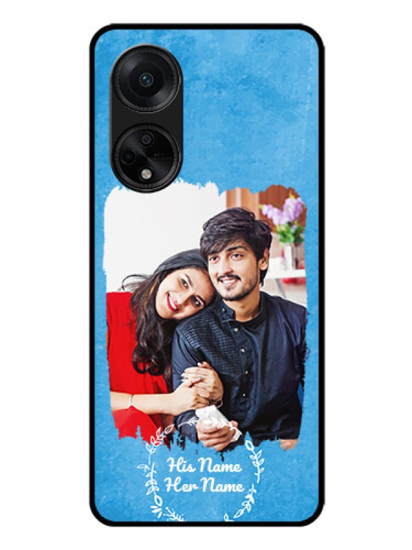 Custom Oppo F23 5G Custom Glass Phone Case - Blue Color Vintage Design