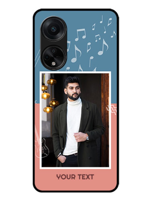 Custom Oppo F23 5G Photo Printing on Glass Case - with Color Musical Note Design
