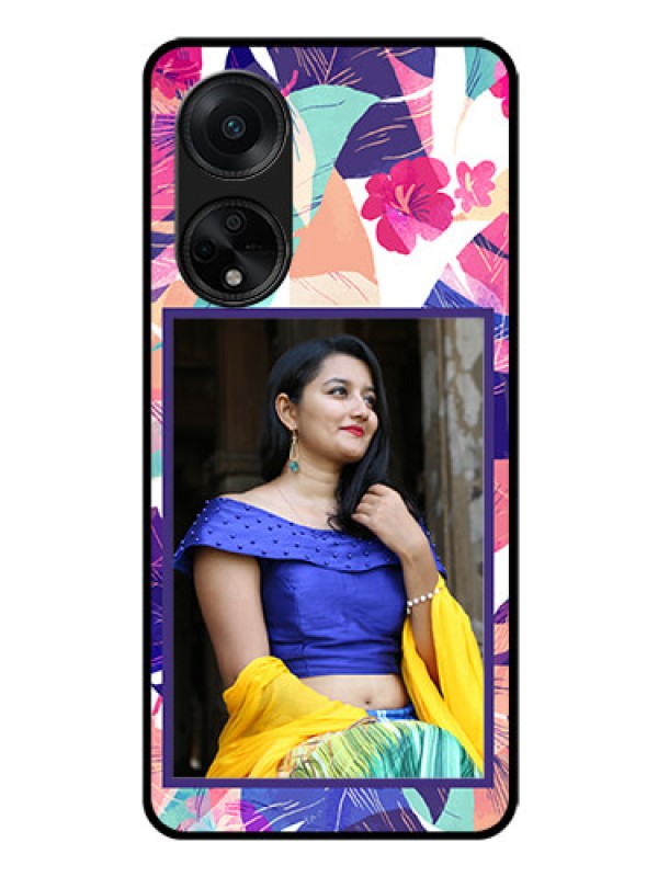 Custom Oppo F23 5G Custom Glass Mobile Case - Abstract Floral Design