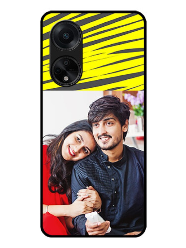 Custom Oppo F23 5G Photo Printing on Glass Case - Yellow Abstract Design