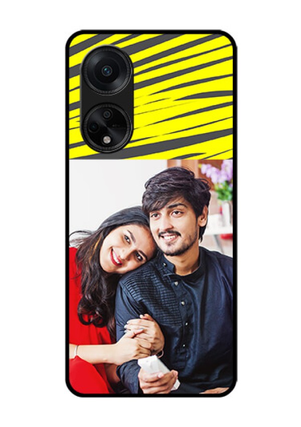 Oppo F23 5G Photo Printing on Glass Case - Yellow Abstract Design