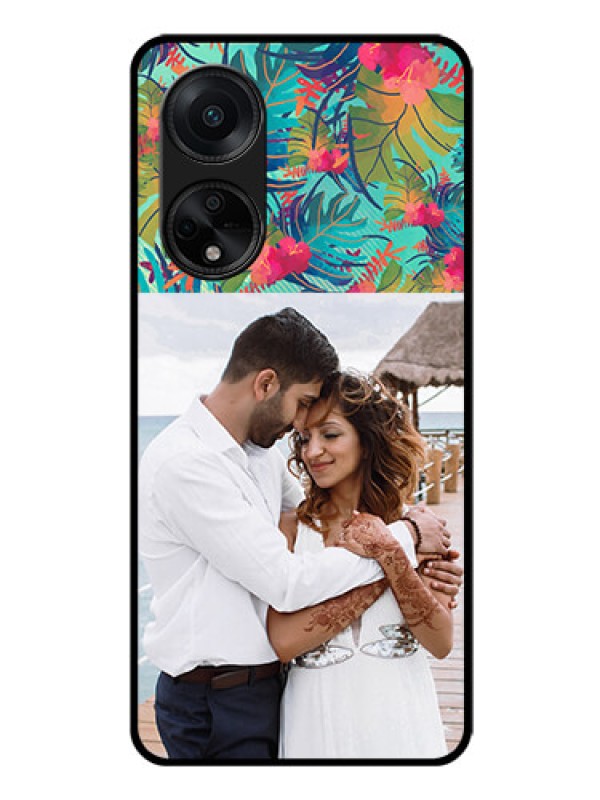Custom Oppo F23 5G Photo Printing on Glass Case - Watercolor Floral Design
