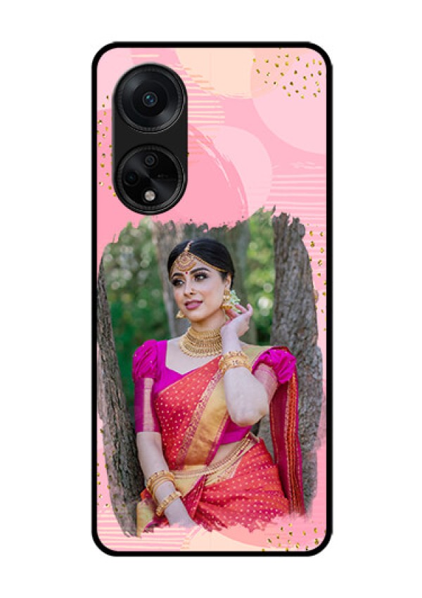 Oppo F23 5G Personalized Glass Phone Case - Gold Glitter Splash Design