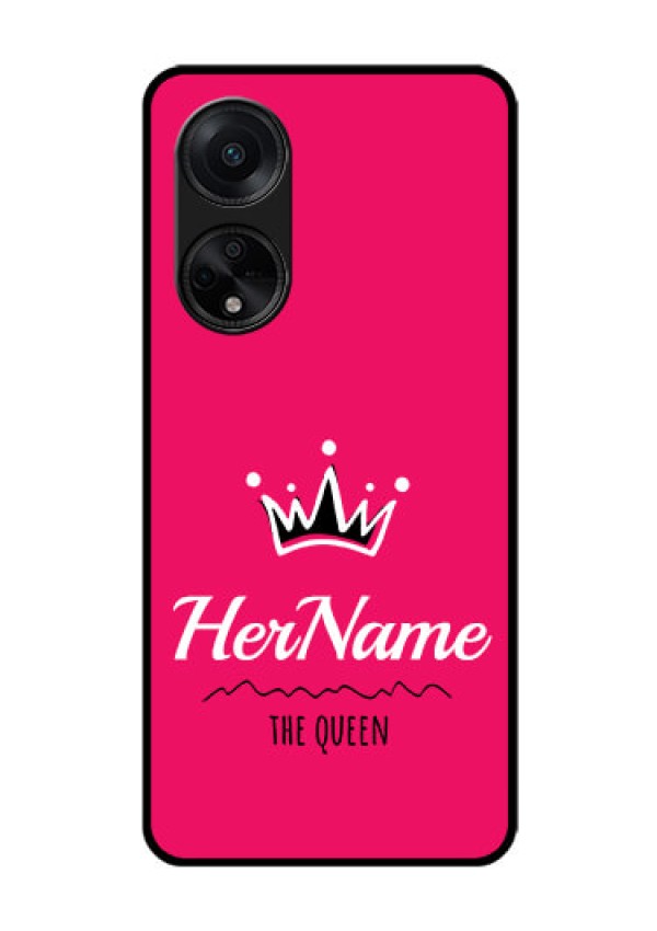 Oppo F23 5G Glass Phone Case Queen with Name