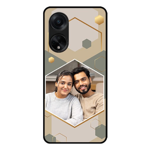 Oppo F23 5G Photo Printing on Glass Case - Stylish Hexagon Pattern Design Oppo F23 5G Photo Printing on Glass Case - Stylish Hexagon Pattern Design