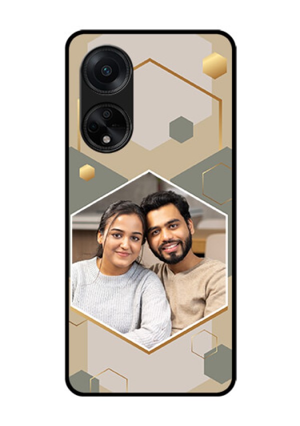 Oppo F23 5G Photo Printing on Glass Case - Stylish Hexagon Pattern Design