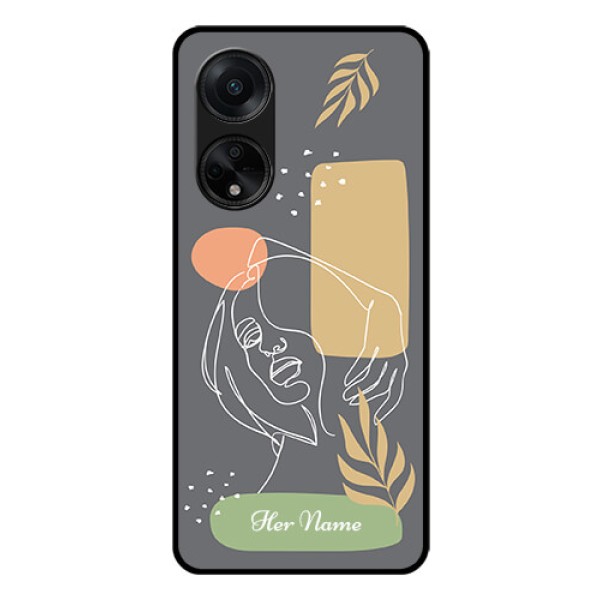 Oppo F23 5G Custom Glass Phone Case - Gazing Woman line art Design Oppo F23 5G Custom Glass Phone Case - Gazing Woman line art Design
