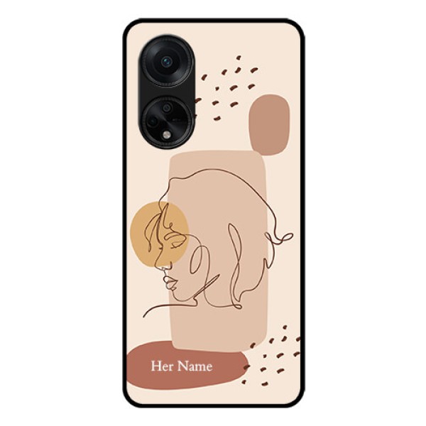Oppo F23 5G Photo Printing on Glass Case - Calm Woman line art Design Oppo F23 5G Photo Printing on Glass Case - Calm Woman line art Design