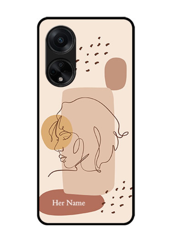 Oppo F23 5G Photo Printing on Glass Case - Calm Woman line art Design