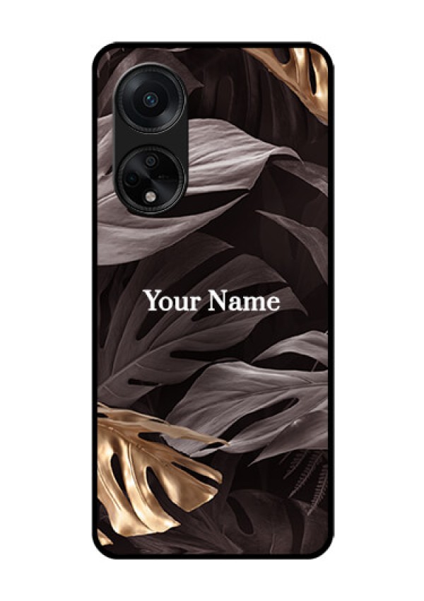 Oppo F23 5G Personalised Glass Phone Case - Wild Leaves digital paint Design