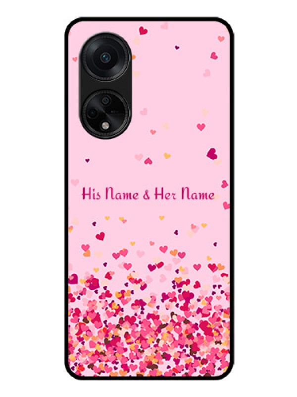 Custom Oppo F23 5G Photo Printing on Glass Case - Floating Hearts Design
