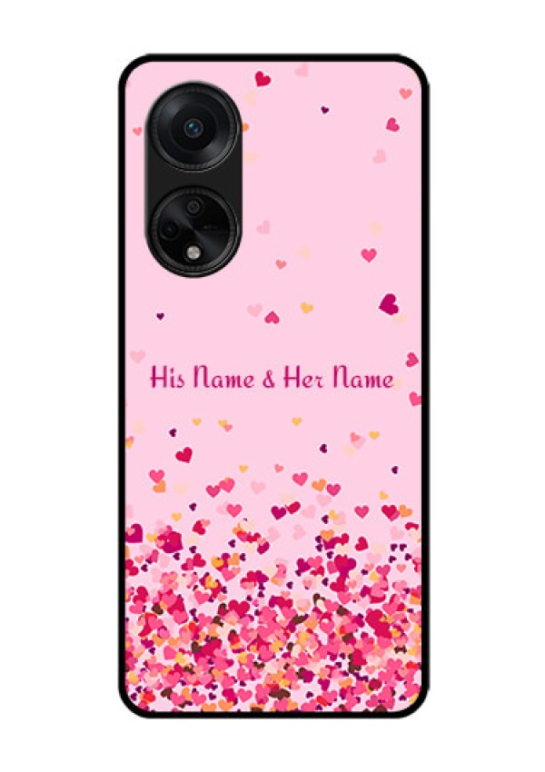 Oppo F23 5G Photo Printing on Glass Case - Floating Hearts Design