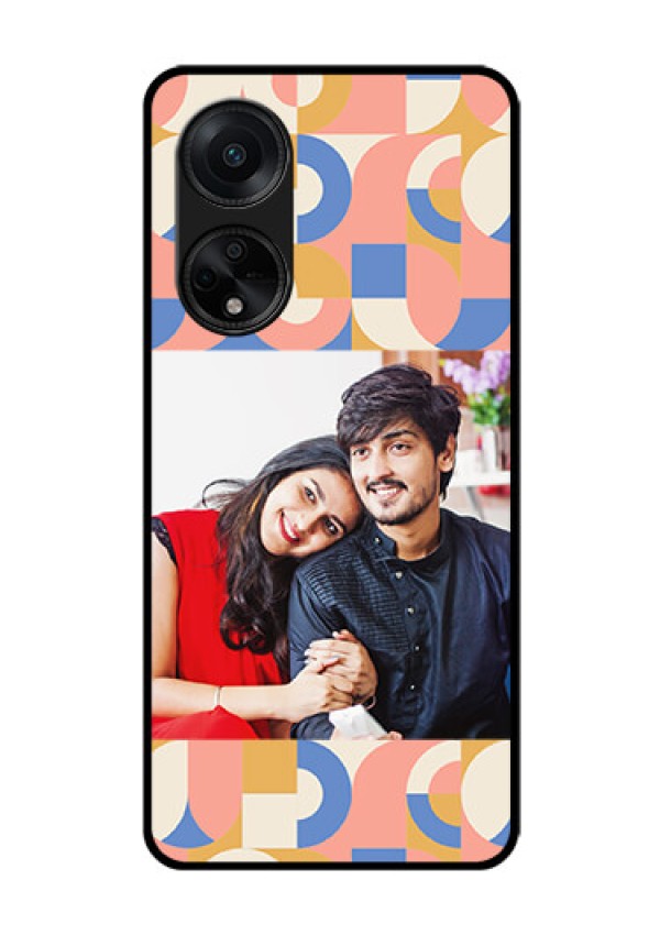Oppo F23 5G Photo Printing on Glass Case - Semi-circle Maze Pattern Design