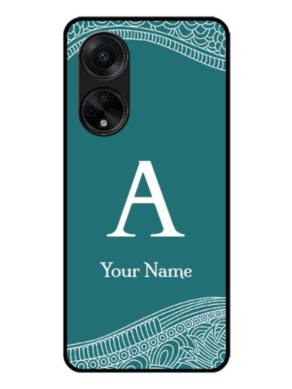 Custom Oppo F23 5G Personalized Glass Phone Case - line art pattern with custom name Design
