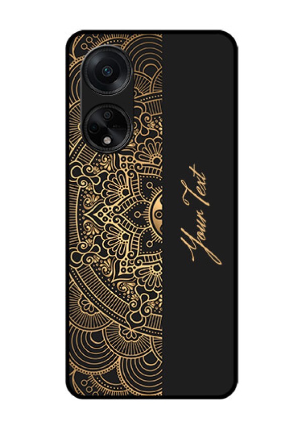 Oppo F23 5G Photo Printing on Glass Case - Mandala art with custom text Design