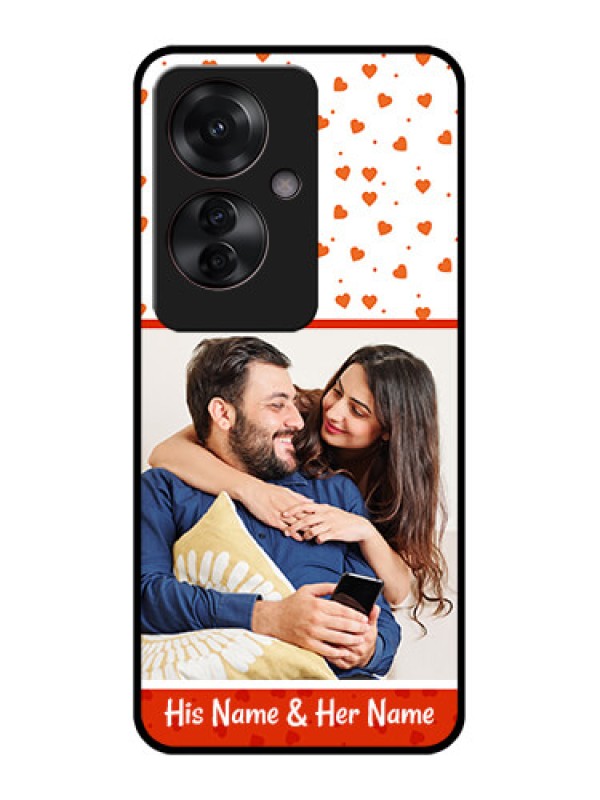 Custom Oppo F25 Pro 5G Custom Glass Phone Case - Orange Love Symbol Design