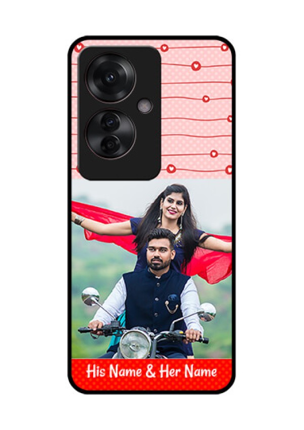 Oppo F25 Pro 5G Custom Glass Phone Case - Red Pattern Case Design