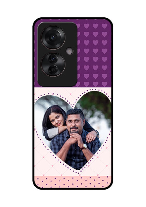Oppo F25 Pro 5G Custom Glass Phone Case - Violet Love Dots Design