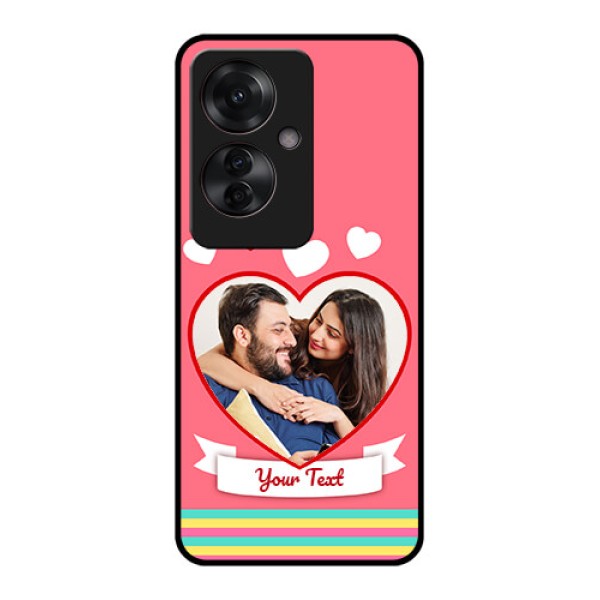 Oppo F25 Pro 5G Custom Glass Phone Case - Love Shapes Doodle Design
