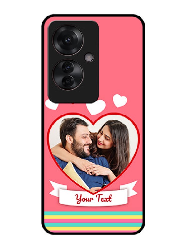 Custom Oppo F25 Pro 5G Custom Glass Phone Case - Love Shapes Doodle Design