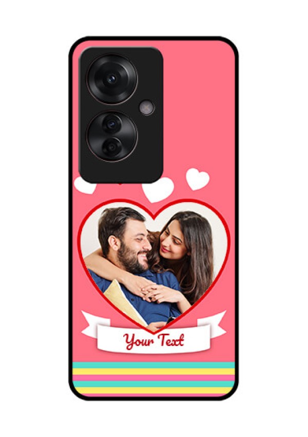 Oppo F25 Pro 5G Custom Glass Phone Case - Love Shapes Doodle Design