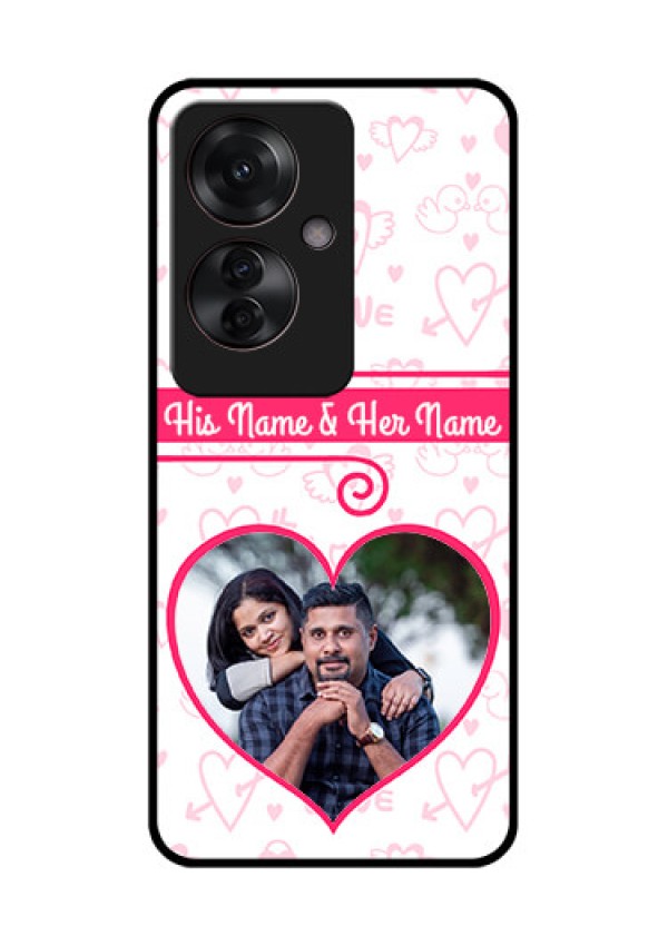 Oppo F25 Pro 5G Custom Glass Phone Case - Heart Shape Love Design